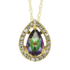 Treated Topaz Diamond Fashion Pendants 14KT Yellow Gold