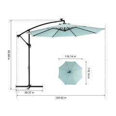 10ft Solar LED Offset Hanging Patio Umbrella (Light Green)