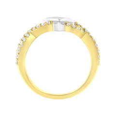 10K Two Tone Color 5/8 Cttw Diamond Kite and Twist Shank Ring (H-I Color,SI2-I1 Clarity)