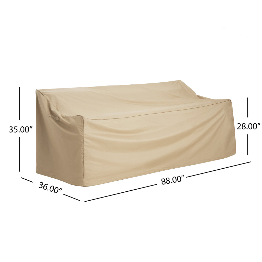 Patio Outdoor 3 Seater Sofa Cover Beige Fabric Weather-Resistant