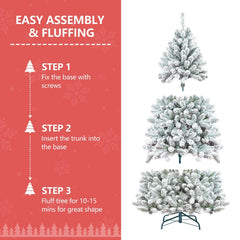 4FT Flocked Christmas Tree with Pine Cones and Snowy PVC Design