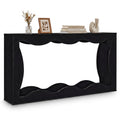 63 Inch Console Table 2-Tier Narrow Entryway Table with Wavy Edge Storage Shelf