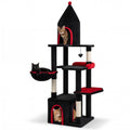 63 Inch Gothic Cat Tree with Condo and Top Cave for Large Cats 20+ LBS