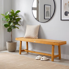63 Inch Solid Wood Bench for up to 3 People