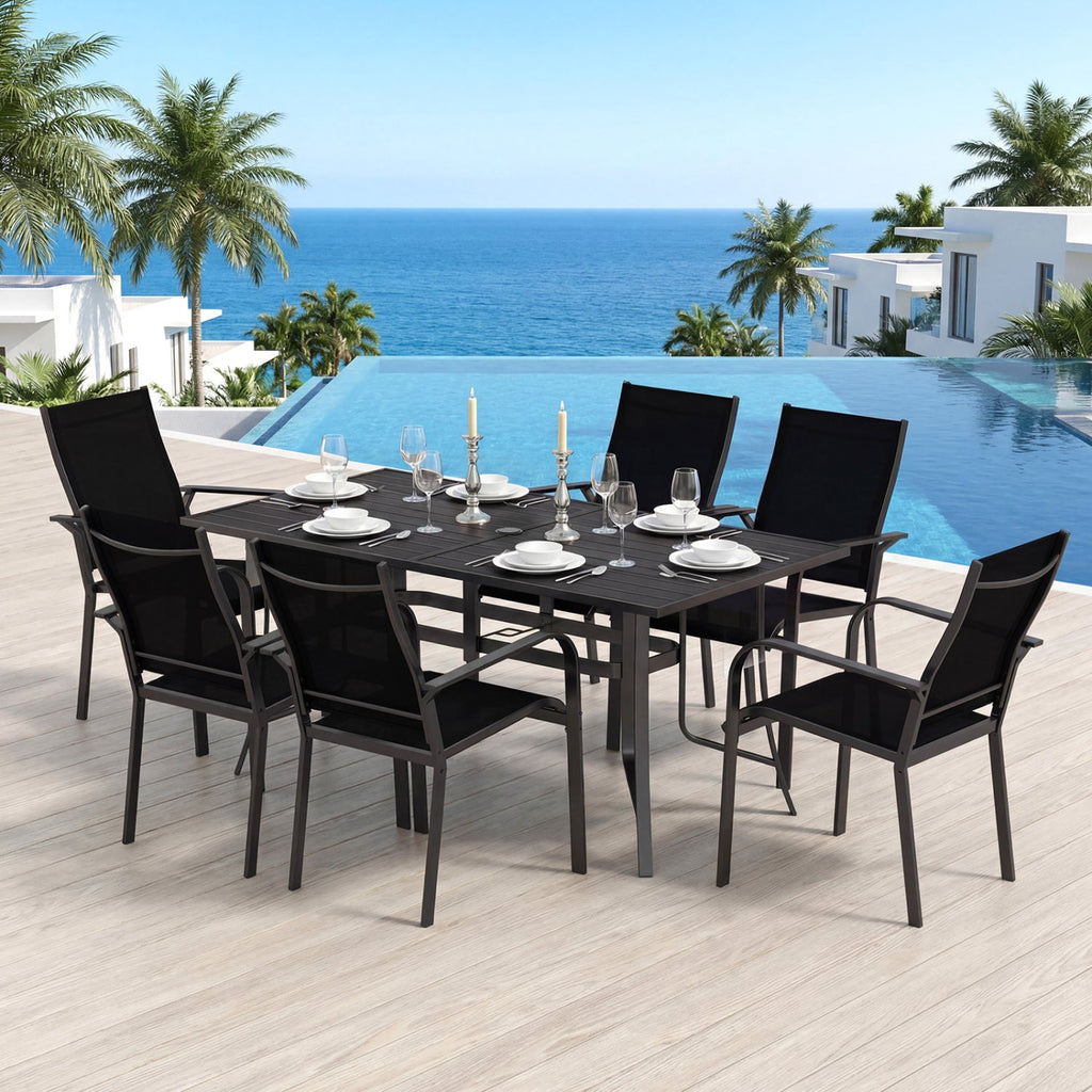63" x 33" Rectangle Metal Patio Dining Table for 6