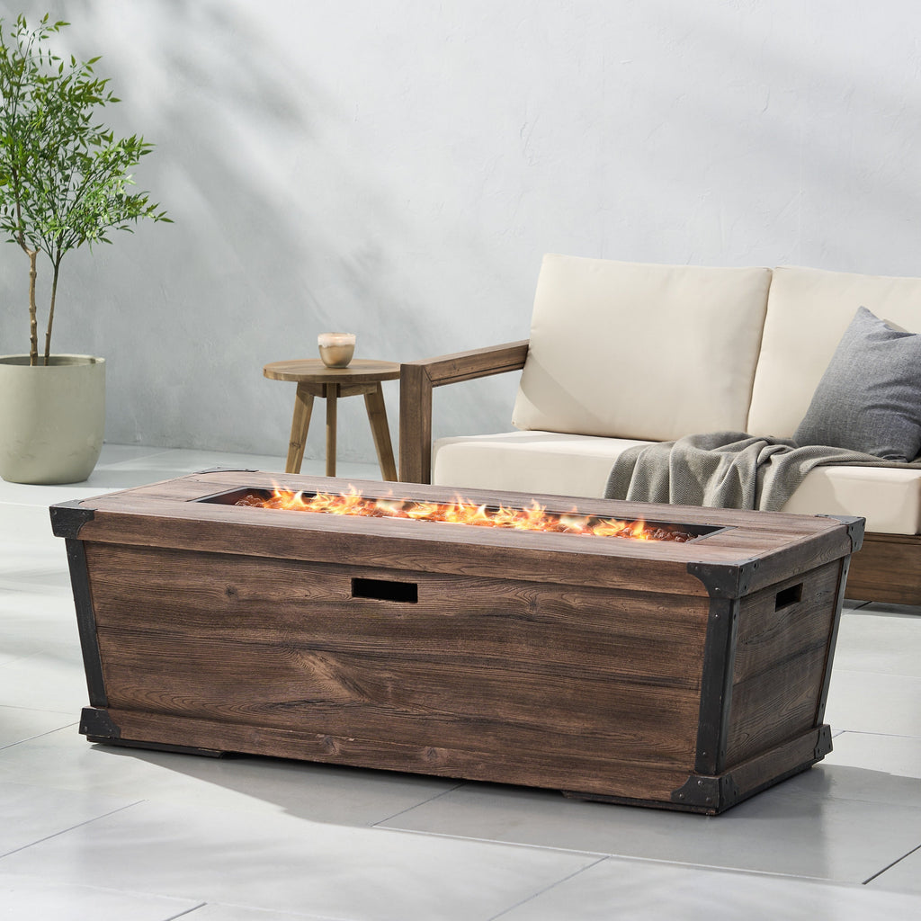 56" Outdoor Patio Rectangle Gas Burning MgO Fire Pit
