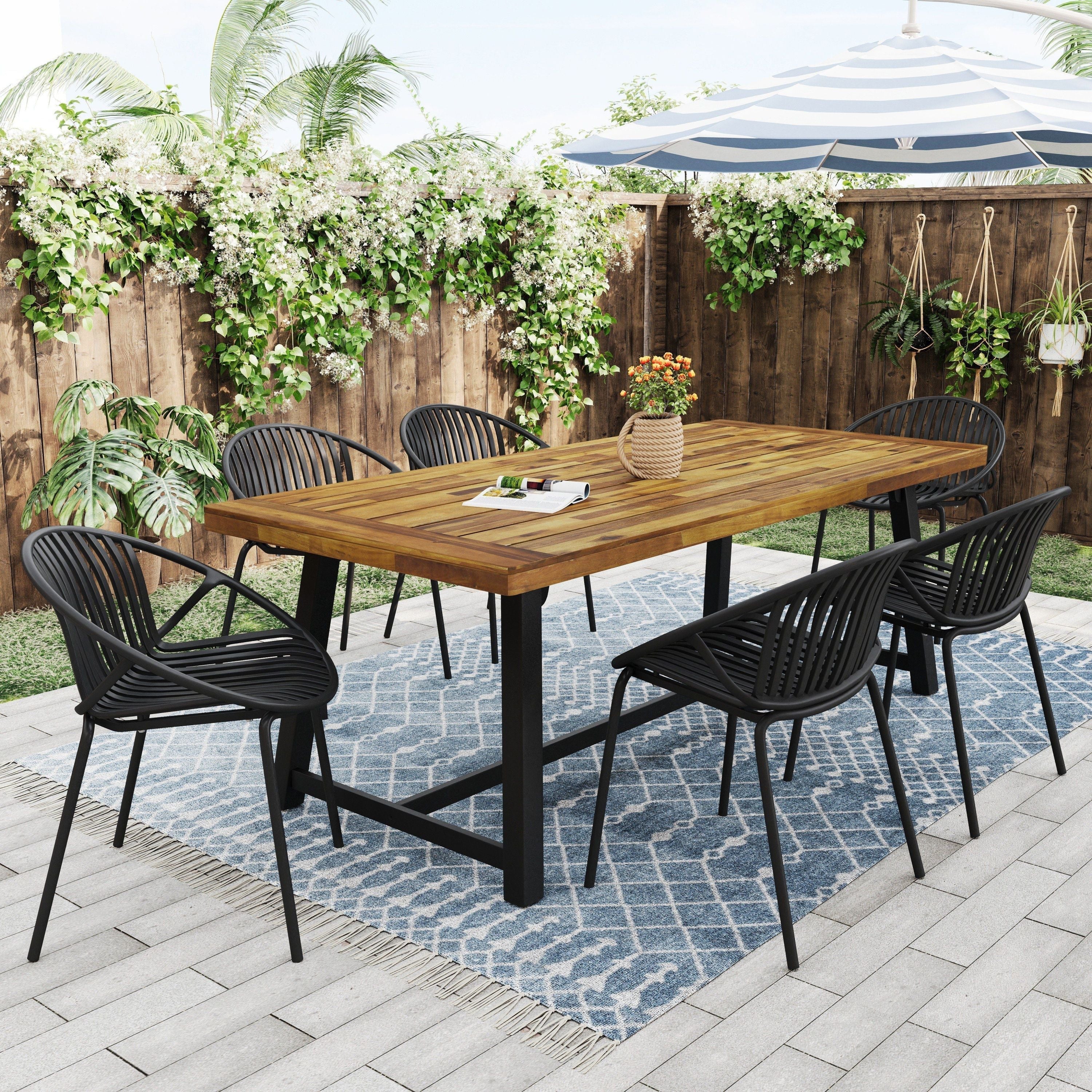 Modern Simple Art Style Patio Dining Chairs with Breathable Design (Set of 2)
