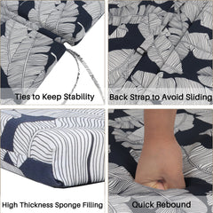 2-Piece Indoor/Outdoor Chaise Lounge Chair Cushion Set with Ties