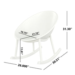 Modern Gable Rocking Chair Set of 2 in White Plastic with Weather-Resistant Features