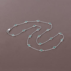 1.80 Carat Genuine Emerald .925 Sterling Silver Necklace