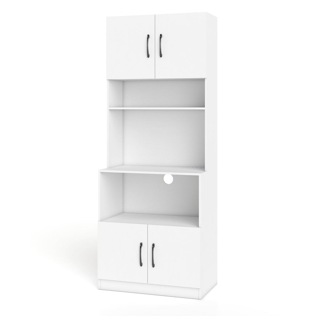 66 Inch Kitchen Pantry Cabinet with Charging Station and Adjustable Shelves for Dining Room