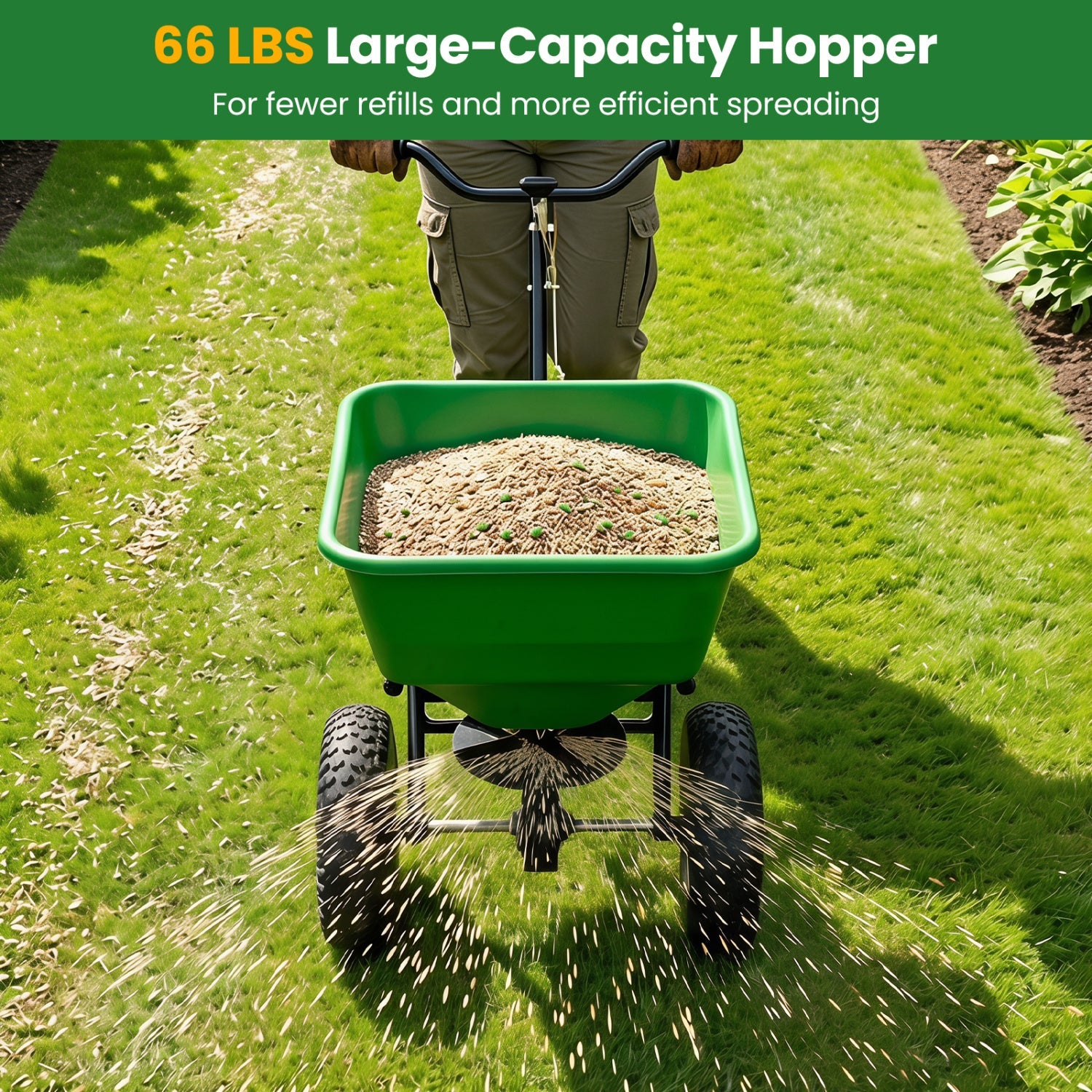 Walk-Behind Broadcast Spreader 66 LBS with 13" Tires