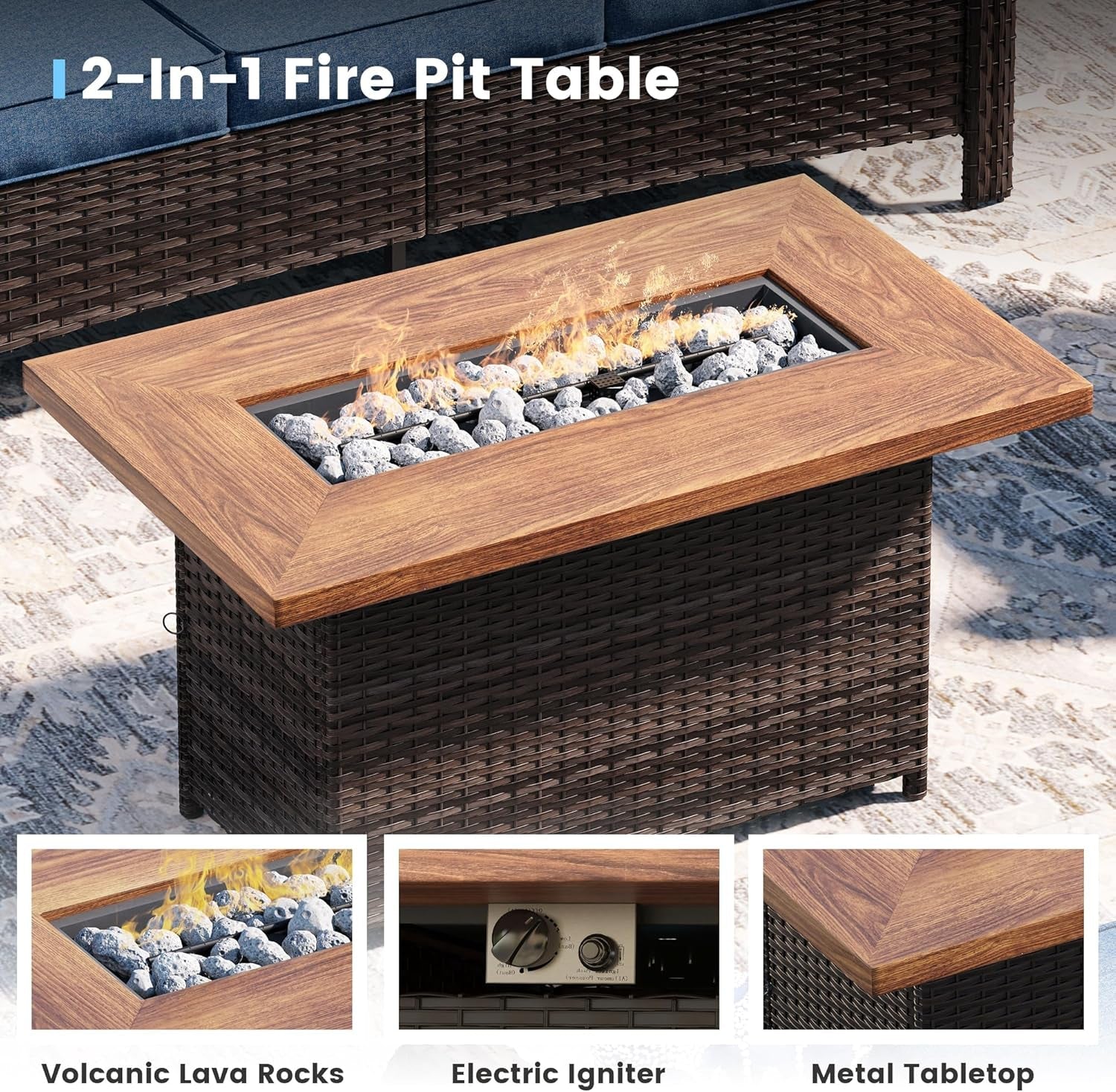 Outdoor Patio Furniture Set with Fire Pit Table