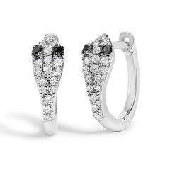 10K White Gold 1/5 Cttw Diamond Snake Eyes Huggy Hoop Earrings