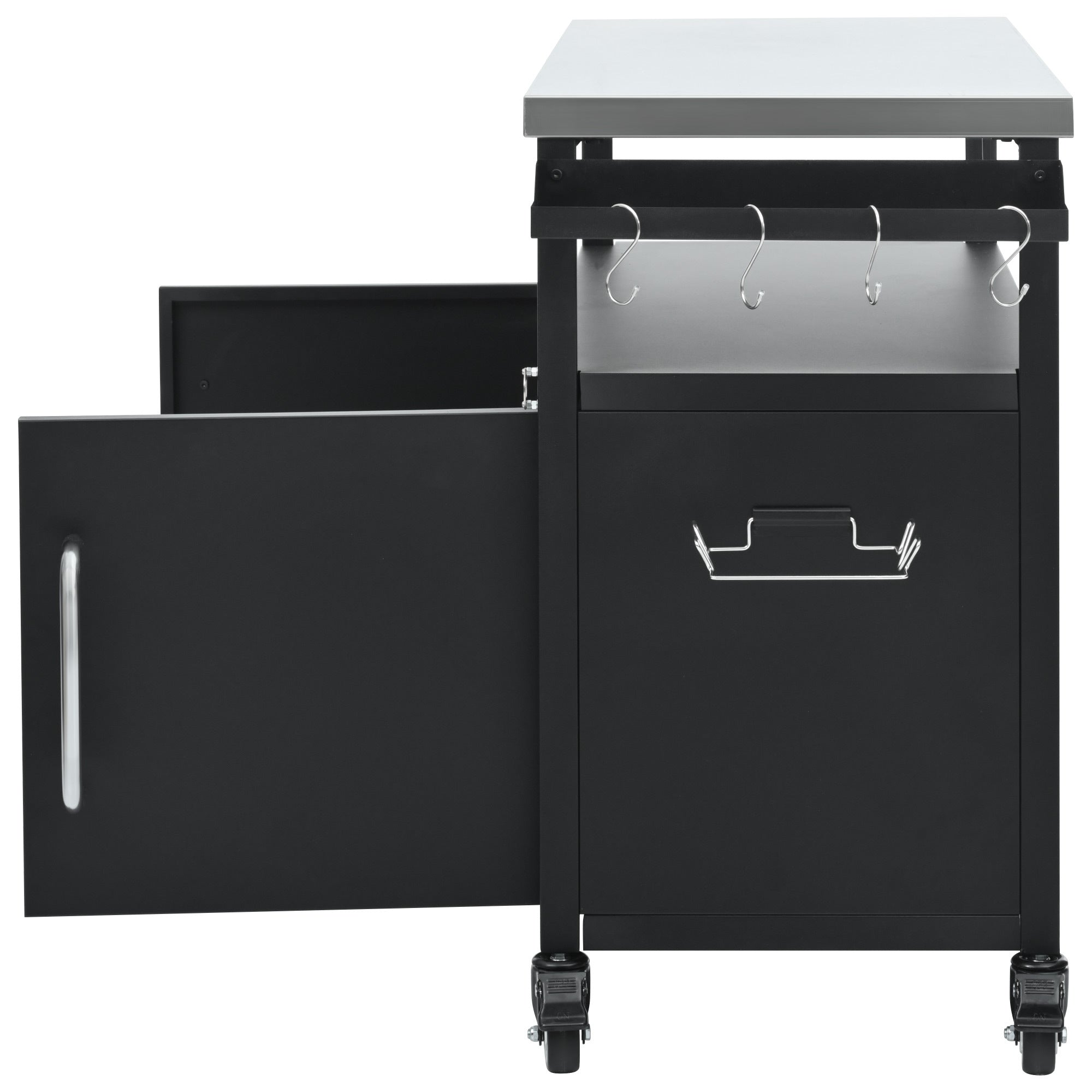 K&K 54.5" Outdoor Kitchen Island with Stainless Steel Tabletop