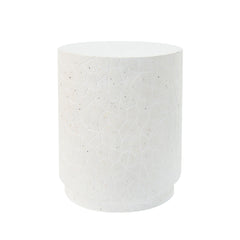 Outdoor Terrazzo Concrete Drum End Table - White Terrazzo