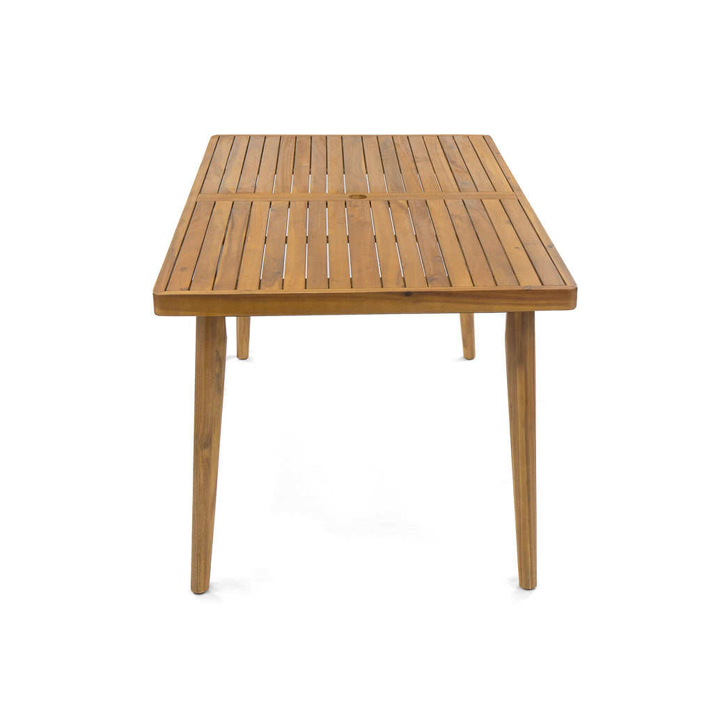 Elko Janiyah Outdoor Patio 7PCS Dining Set with Teak Finished Aluminum Chairs and Acacia Wood Table