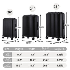 ABS Spinner Wheel Luggage Carry On Suitcase with Cup Holder and USB Port
