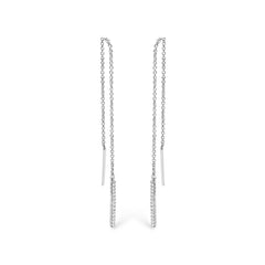 10K White Gold 1/10 Cttw Diamond Threader Earrings