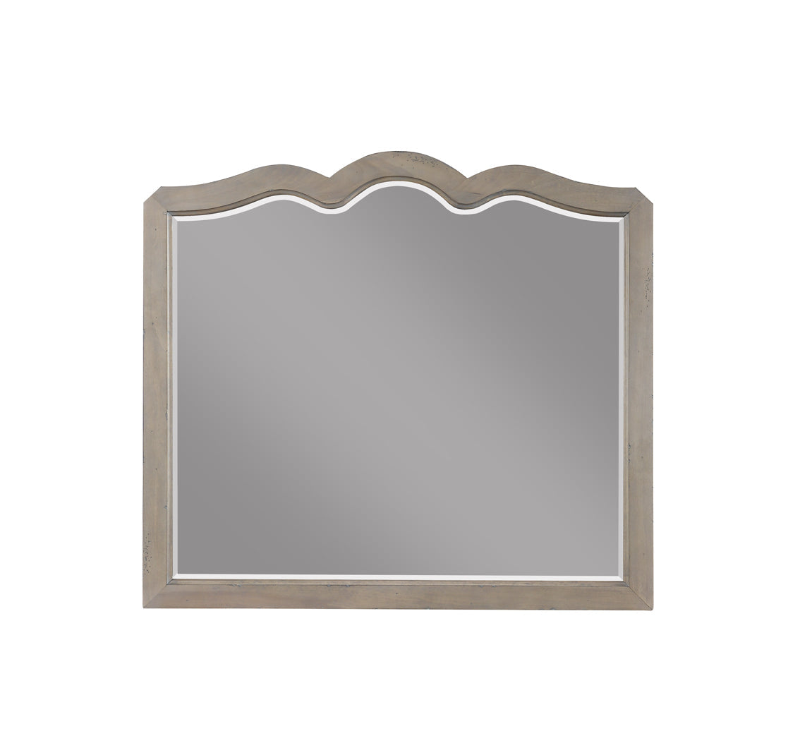 Scallop Shaped Mirror No Assembly Required White Poplar Finish