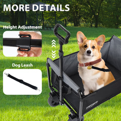 All-in-One Convertible Folding 4-Wheel Trolley with Bench Seat and Dog Leash