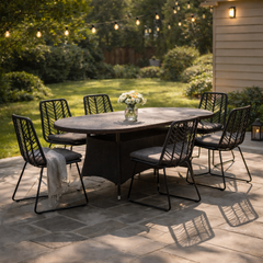 7 Pc Outdoor Wicker Dining Set for Patio