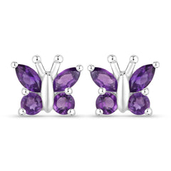 1.00 Carat Genuine Amethyst .925 Sterling Silver Earrings