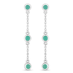 0.60 Carat Genuine Emerald .925 Sterling Silver Earrings