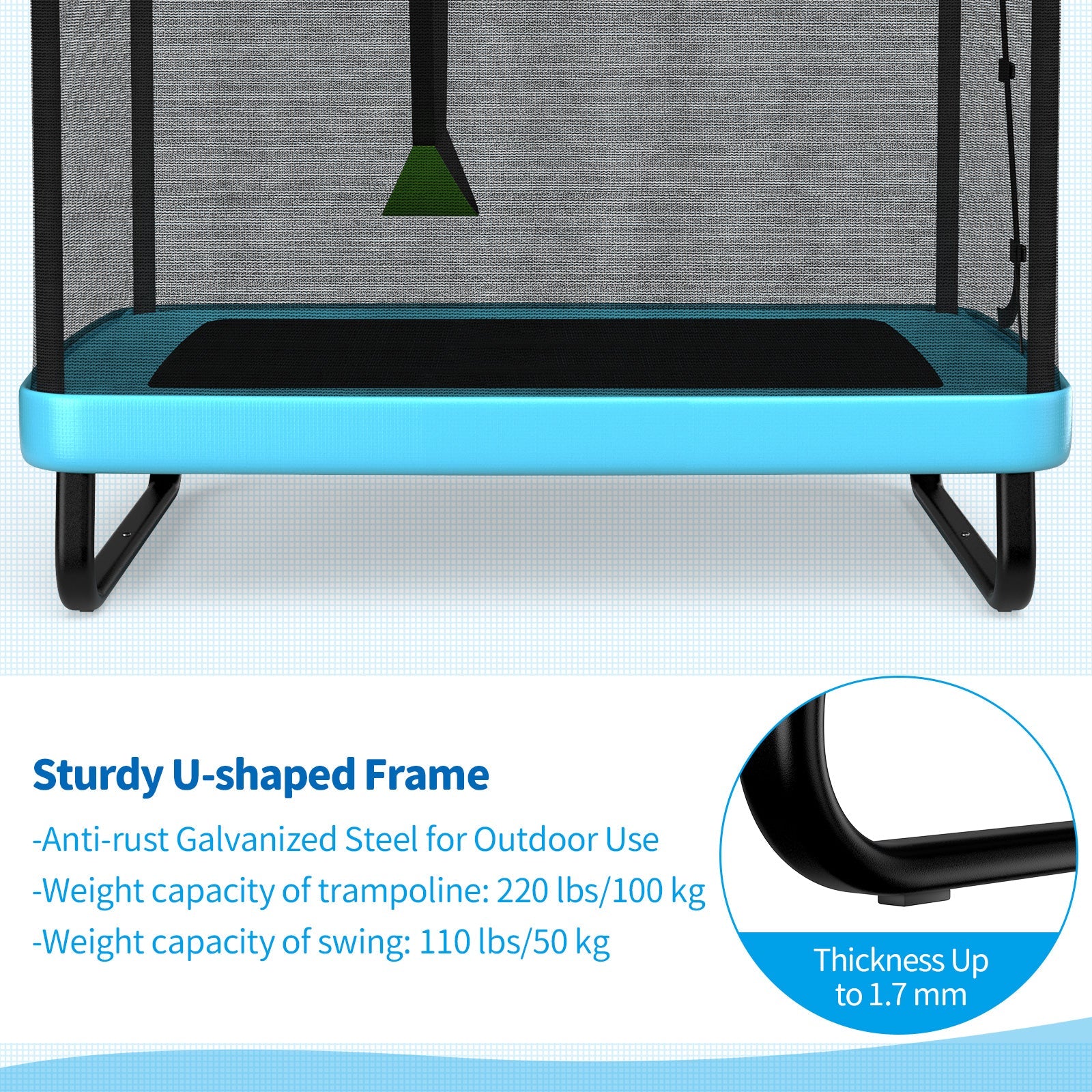 6 Feet Kids Entertaining Trampoline with Swing Safety Fence-Blue