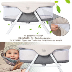 Portable Newborn Rocking Foldaway Baby Bassinet Crib-Gray