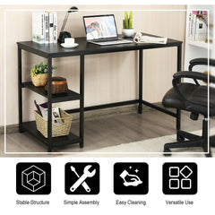 47 Inch Computer Desk Office Study Table Workstation Home with Adjustable Shelf Black