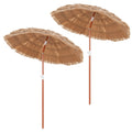 6 FT Thatched Beach Umbrella with Push Button Tilt Carrying Bag Set of 2