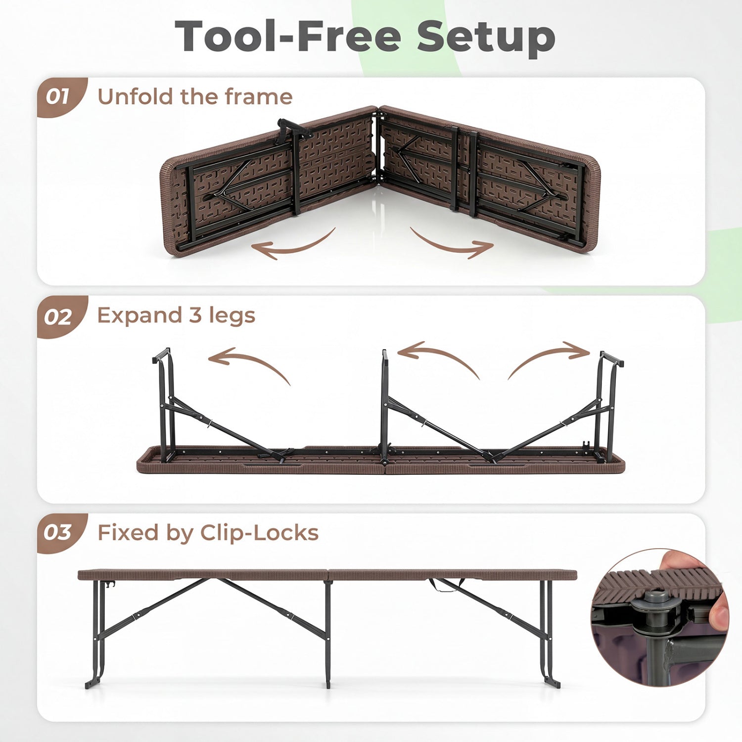 6 Foot Folding Bench with Carrying Handle - 660 lb Capacity