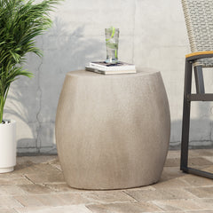 Outdoor Oval-Shaped Side Table, Light Grey
