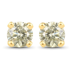 0.92 Carat Genuine LB Diamond 14K Yellow Gold Earrings