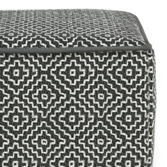 Briella Square Woven Outdoor / Indoor Pouf - Grey / White