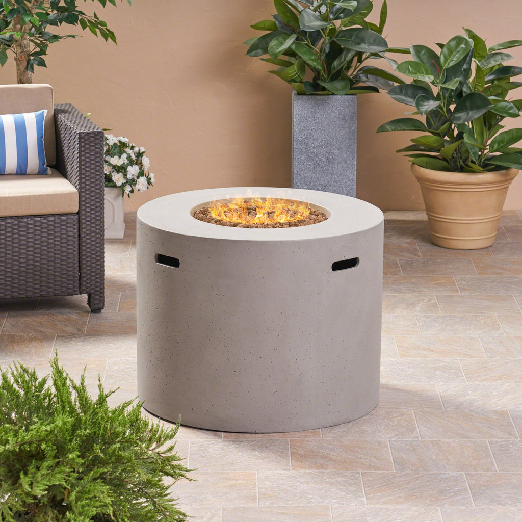 Light Grey Magnesium Oxide 31' Round Fire Pit with 40,000 BTU for Patio Use