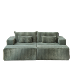 87' Oversized Sectional Lounge Chaise with Plush Corduroy Fabric