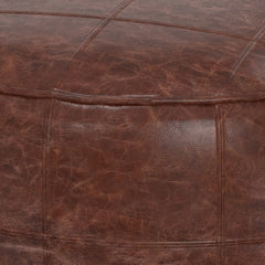Connor 34" Round Coffee Table Pouf - Distressed Brown