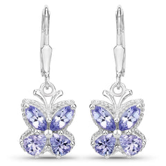 2.08 Carat Genuine Tanzanite .925 Sterling Silver Earrings