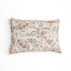 Linen Printed Lumber Throw Pillow 16x24 Brown & Green