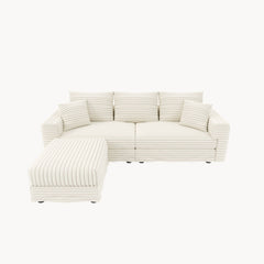 Deep Seat Convertible Sofa With Soft Pillows And Ottomans