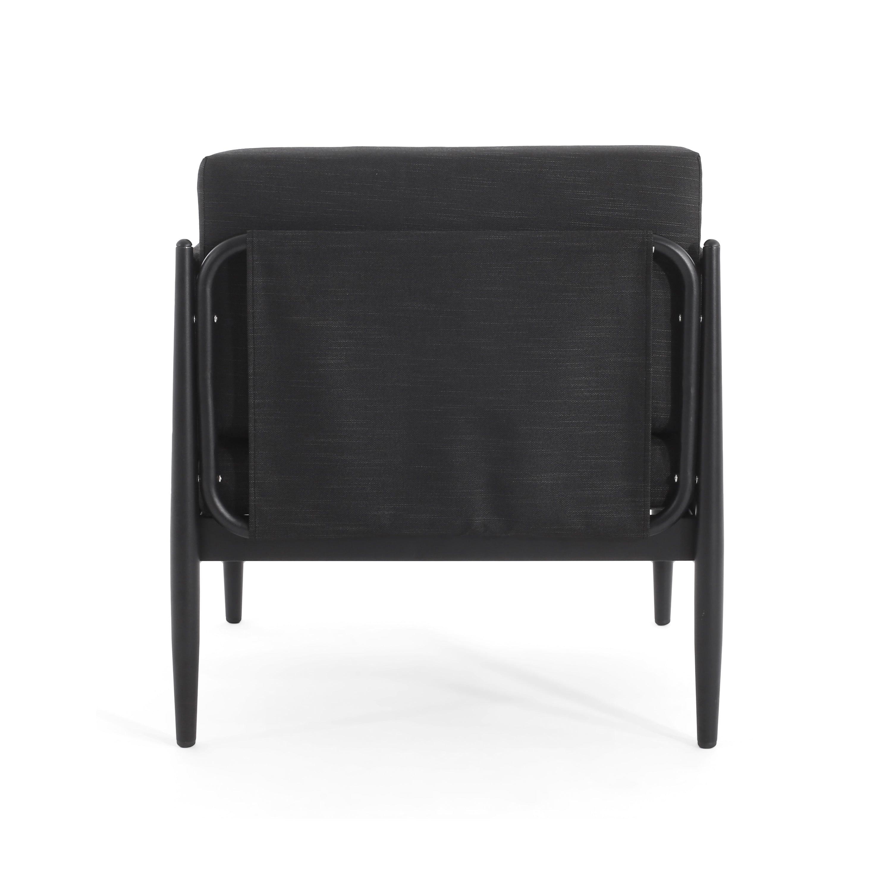 Dawson Outdoor Patio 2pcs Black Aluminum Club Chair Set with Water-Resistant Cushions