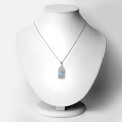 4.57 Carat Genuine Swiss Blue Topaz & White Topaz .925 Sterling Silver Pendant