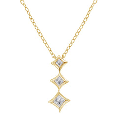 10K White Gold 1/5 Cttw Princess Cut Diamond 3 Stone Drop 18" Pendant Necklace (H-I Color, SI2-I1 Clarity)