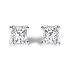 14K White Gold 1/2 Cttw Princess Cut Lab Grown Diamond Solitaire Stud Earrings (F-G Color, VS2-SI1 Clarity)