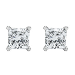 14K White Gold 1/2 Cttw Princess Cut Lab Grown Diamond Solitaire Stud Earrings (F-G Color, VS2-SI1 Clarity)