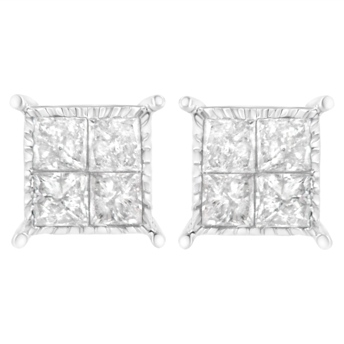 Sterling Silver 3/4 cttw Composite Diamond Stud Earrings (I-J, I2-I3)