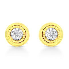10K Yellow Gold Plated .925 Sterling Silver 1/10 Cttw Miracle-Set Diamond Circle Shape Stud Earrings (K-L Color, I2-I3 Clarity)