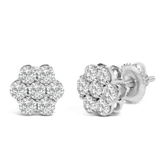 14KT White Gold 1 cttw Diamond Composite Stud Earrings (I-J, SI2-I1)